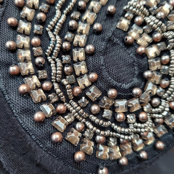 Fylo Black Beaded Sleeveless Tunic Top - Picture 2 of 5